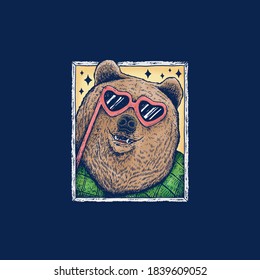 Portrait of a happy bear handdrawn illustration