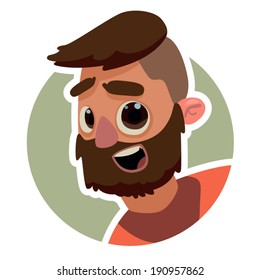 portrait of happy brunet guy with beard