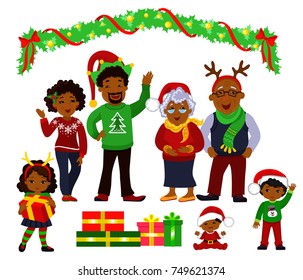 Portrait Happy Christmas Family Together Vector Stock Vector (Royalty ...
