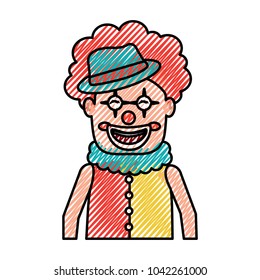portrait happy clown with makeup and hat