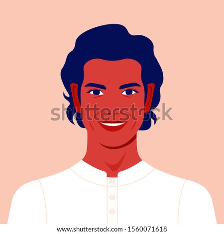 Portrait of a happy guy. Avatar of a smiling young man. Vector flat illustration
