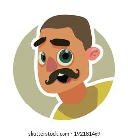 portrait of happy guy with mustache