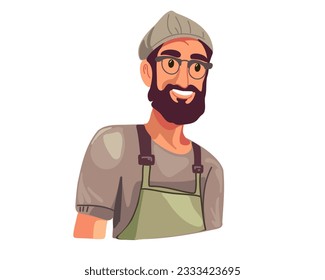 Portrait of a happy man in a hat,
vector illustration

