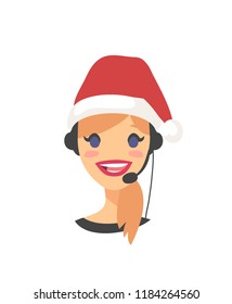 Portrait of happy smiling customer support phone operator. Call center worker with headset. Cartoon vector illustration caucasian women agent