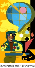 Portrait of a happy young man.Vector illustration.