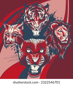 Portrait of a head leopard vector illustration