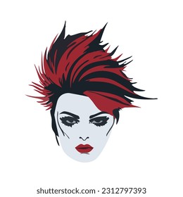 Portrait of Heavy metal vocalist. Rocker vector illustration. Hard rock singer.