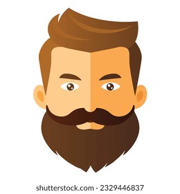 A Portrait of a Hipster - A Vector Illustration and Its Silhouette Isolated on White Background