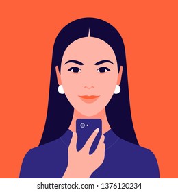 Portrait of a Hispanic girl. Avatar brunette. Diversity. Vector flat illustration