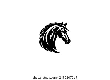 Portrait of a horse with a mane in a minimalist style. Vector illustration	