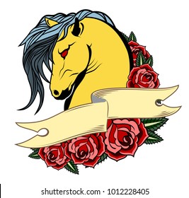 Portrait of a horse in an old school style
