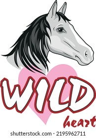Portrait Horse Wild Heart Vector Stock Vector (Royalty Free) 2195962711 ...