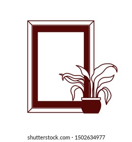 portrait and houseplant decoration icons