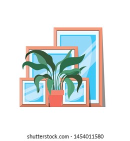 portrait and houseplant isolated icon