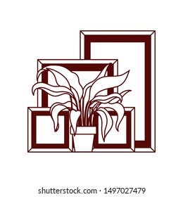 portrait and houseplants decoration icons