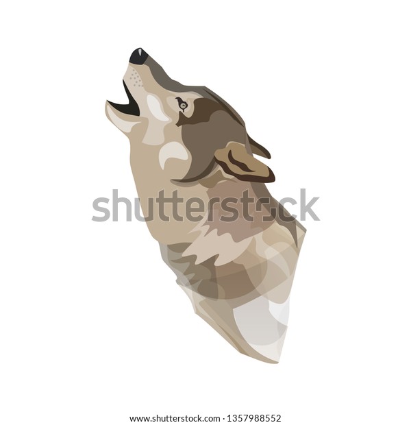 Portrait Howling Timber Wolf Vector Illustration Stock Vector (Royalty ...