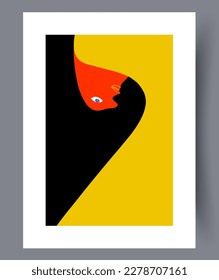 Portrait human creative hairstyle wall art print. Printable minimal abstract human poster. Contemporary decorative background with hairstyle. Wall artwork for interior design.