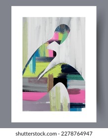 Portrait human esoteric contour wall art print. Printable minimal abstract human poster. Contemporary decorative background with contour. Wall artwork for interior design.