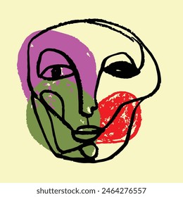 Portrait of a human in a modern abstract style. Hand-drawn vector illustration for your contemporary fashion design.