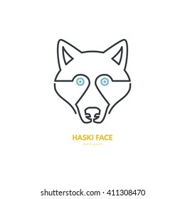 Portrait of husky made in modern line style vector. Perfect logo for dog breeder, pet shop, veteriarian clinic or dog training company.
