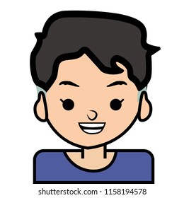 portrait icon boy, vector on white background, set.