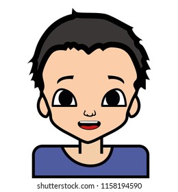 portrait icon boy, vector on white background, set.