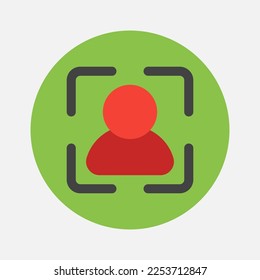 Portrait-Icon im flachen Stil über die Kamera, Verwendung für die mobile App-Präsentation auf der Website