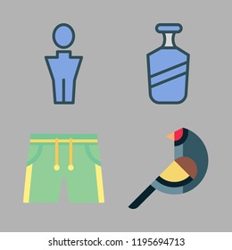 portrait icon set. vector set about shorts, man, shampoo and bird icons set.