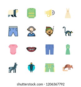 portrait icon set. vector set about pullover, shrew, bodysuit and donkey icons set.