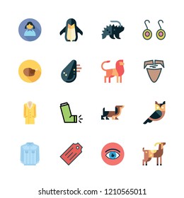 portrait icon set. vector set about earrings, beard, owl and animals icons set.