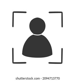Portrait Icon Silhouette Illustration. Identify Detection Vector Graphic Pictogram Symbol Clip Art. Doodle Sketch Black Sign.