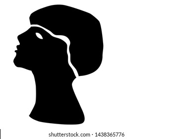 Portrait icon. Style is flat rounded symbol, black color, rounded angles, light gray background.