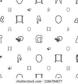 portrait icons pattern seamless white background. Included editable outline woman hairstyle, hairstyle, studio curtain, elephant, face icons. portrait icons for web and mobile.