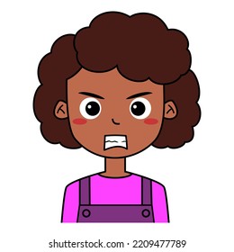 Portrait Illustration Of Angry African American Girl 