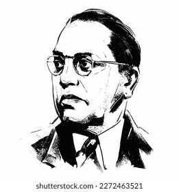 Portrait illustration of indian freedom fighter late dr babasaheb ambedkar. Vector illustration