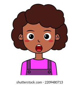 Portrait Illustration of Surprised African American Girl 