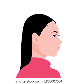 Portrait illustration of woman.Social Media Avatar. Vector Flat Illustration