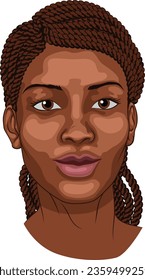 An portrait illustration of a young black woman s face 