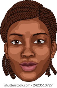 An portrait illustration of a young black woman s face