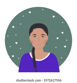 Portrait of an indian young woman. Profile photo.