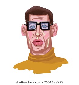 Portrait of an intelligent man in glasses vector