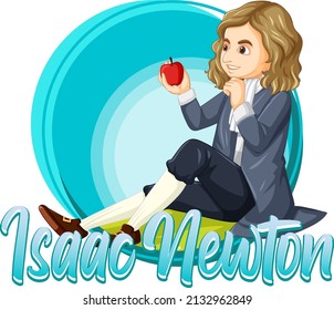 Portrait of Isaac Newton in cartoon style illustration