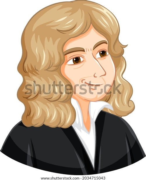 Portrait Isaac Newton Cartoon Style Illustration เวกเตอร์สต็อก ปลอดค่าลิขสิทธิ์ 2034715043 0772