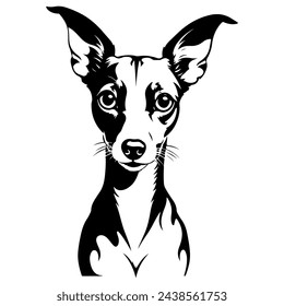 Portrait of a Italian Greyhound Dog Vector isolated on white background, Dog Silhouettes. svg