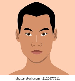 Portrait of a Japanese man. Avatar for social networks. Vector flat illustration.