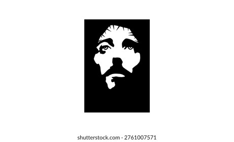 portrait of Jesus, black isolated silhouette