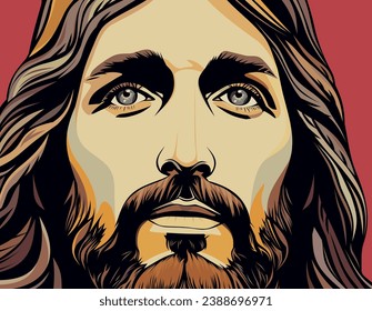 Portrait of jesus christ. Art Painting vector illustrations