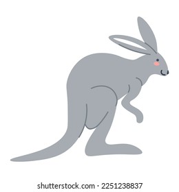 Portrait of kangaroo mammal, isolated Australian fauna. Animals and wilderness, species with strong limbs. Natural habitat or zoo park, cute personage with blush on cheeks. Vector in flat style