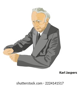 Portrait of Karl Theodor Jaspers vector illustration. He lived between 1883-1969. He has worked on the existentialism  in philosophy.