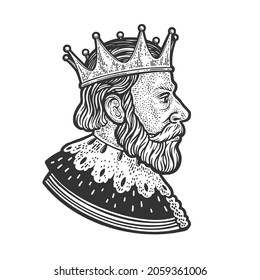 portrait of a king in a crown sketch engraving vector illustration. T-shirt apparel print design. Scratch board imitation. Black and white hand drawn image.